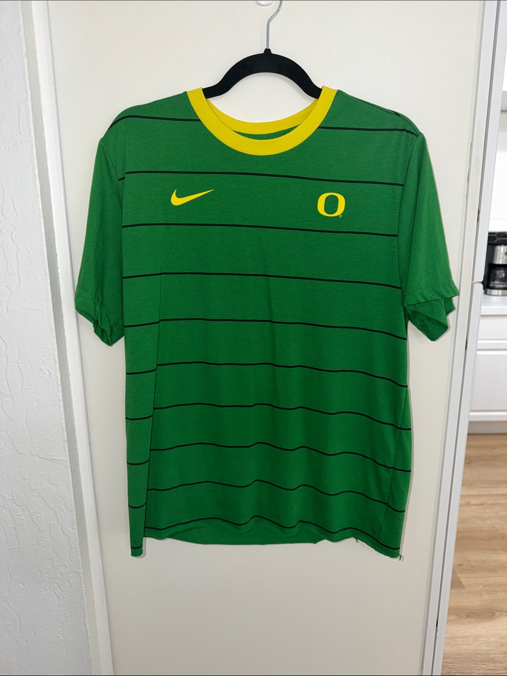 Nike The Nike Tee Green and Yellow Oregon Ducks Short-Sleeve Striped Tee | M
